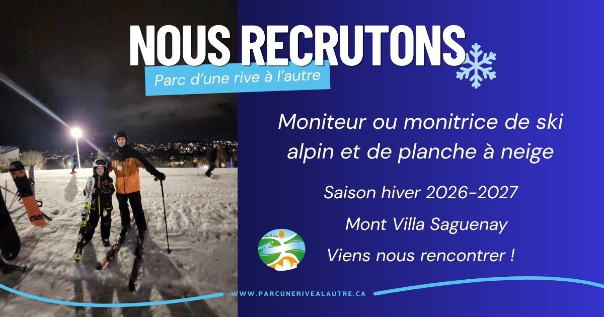 Moniteur ou monitrice de ski alpin et de planche à neige - Corporation du Parc d’une Rive à l’autre